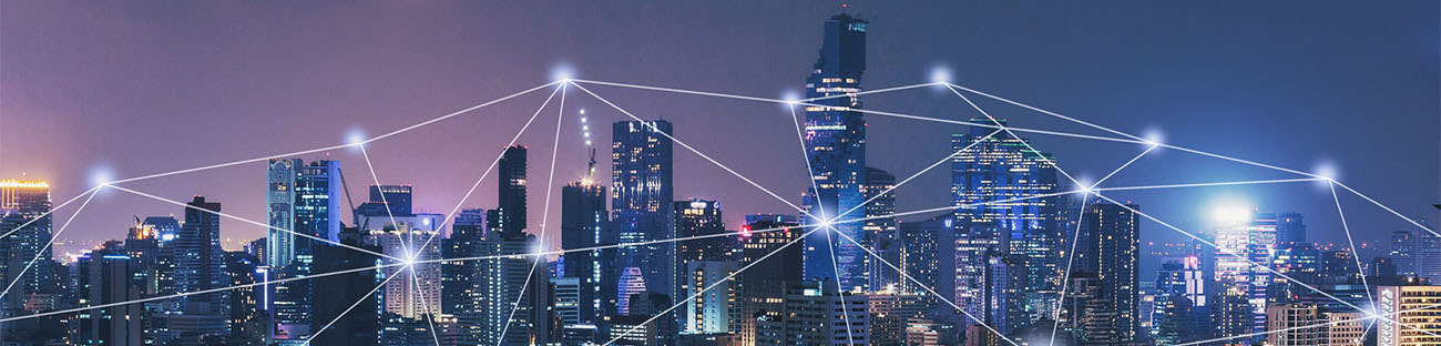 Smart network and connection technology concept with Bangkok city background